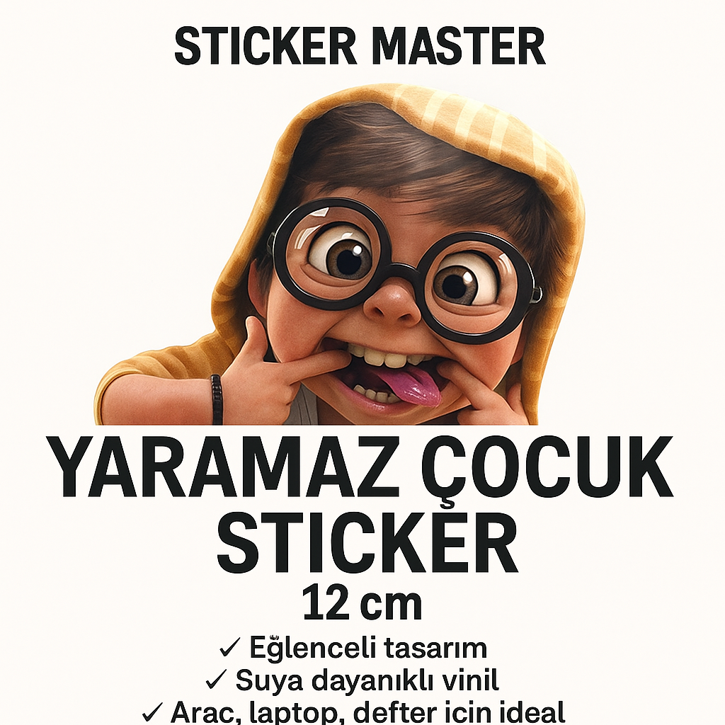 Sticker Master Yaramaz Çocuk Sticker – 12 cm Komik ve Sevimli Tasarım