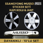 Sticker Master Ssangyong Musso Sticker Seti – Kapı Kolu & Jant İçin Dayanıklı 10’lu Oto Etiket