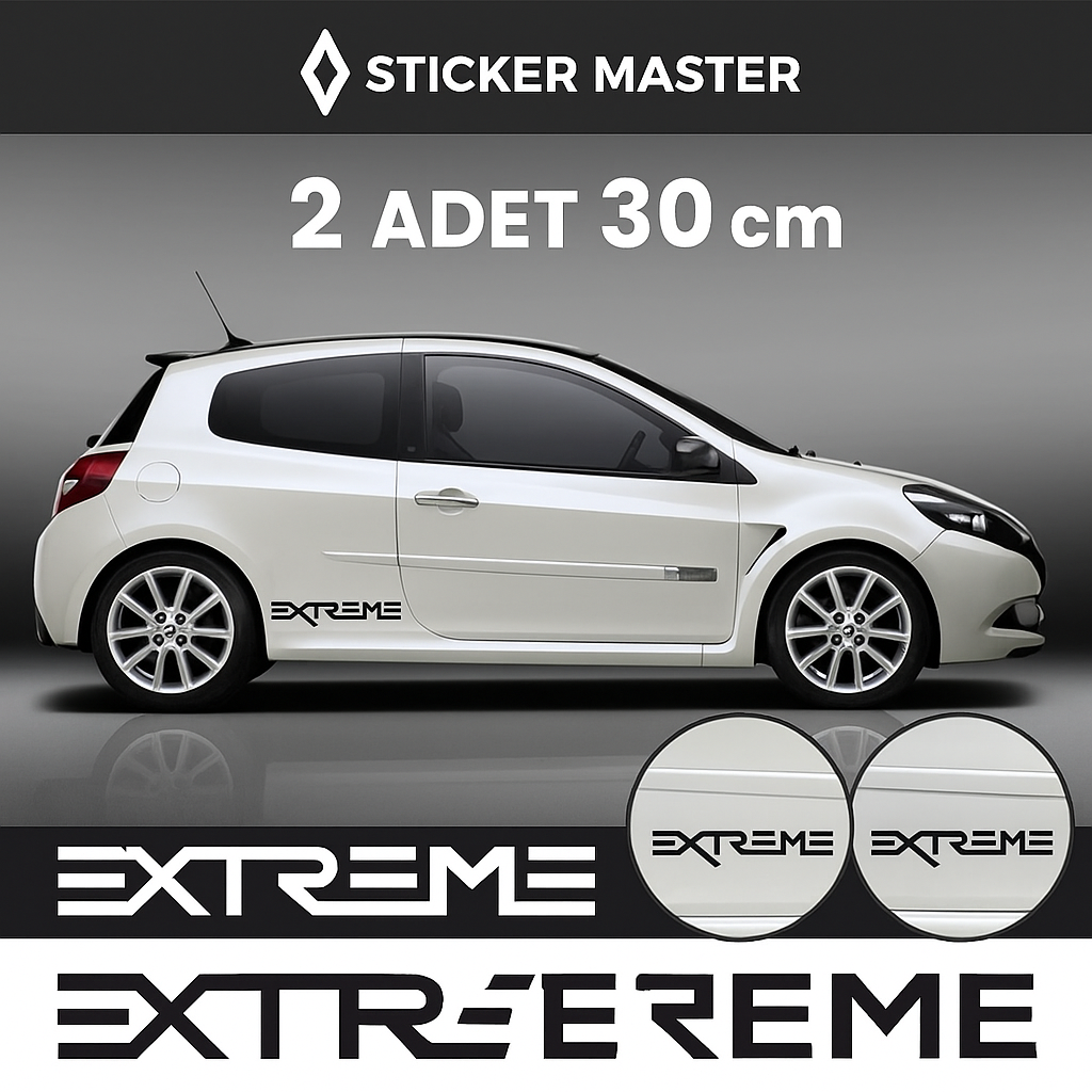 Sticker Master EXTREME Yan Gövde Sticker Seti – 2 Adet 30 cm Sağ & Sol Dayanıklı Vinil Decal