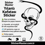 Sticker Master Yılanlı Kafatası Sticker - Motor, Kask, Laptop, Araba ve Oto Araç İçin Dayanıklı Etiket (15 cm)