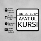 Sticker Master Protected By Ayal Ul Kursi (Ayetel Kürsi Sticker) Motor, Kask, Laptop, Araba, Oto Araç İçin Dayanıklı Etiket Decal-15 Cm