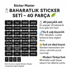 Sticker Master Baharatlık Sticker Seti – 40 Parça Su-&-Yağ Dayanıklı Kavanoz Etiketi