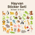 Sticker Master 50 Parça Sevimli Hayvanlar Etiket Çıkartma Pc Laptop Araba Oto Motor 8-10 cm