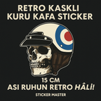Sticker Master Retro Kasklı Kuru Kafa Sticker – 15 cm | Asi Ruhun Retro Hali!