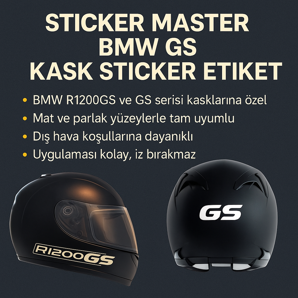 Sticker Master BMW GS Kask Sticker Etiket – R1200GS ve GS Yazılı 2 Parça Kask Seti