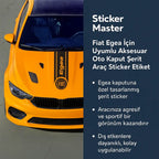 Sticker Master Fiat Egea İçin Uyumlu Aksesuar Oto Kaput Şerit Araç Sticker Etiket - Sportif Tasarım Sticker Master