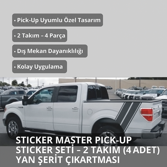 Sticker Master Pick-Up Sticker Seti – 2 Takım (4 Adet) Yan Şerit Çıkartma