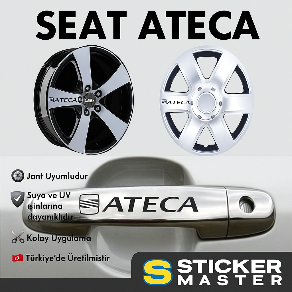 Sticker Master Seat Ateca Kapı Kolu ve Jant Sticker Seti - 10 Adet Dayanıklı Oto Etiket