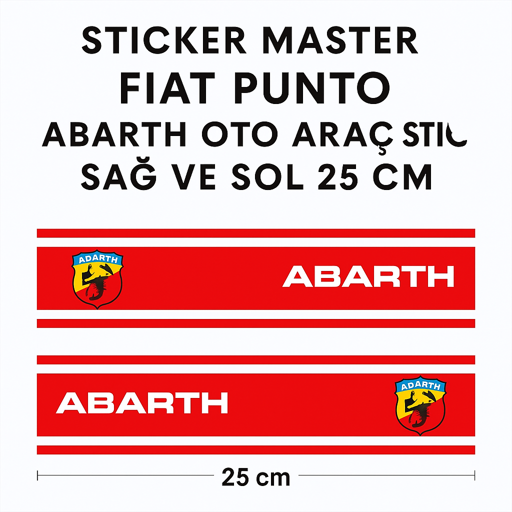 Sticker Master Fiat Punto Abarth Oto Araç Sticker - Sağ ve Sol 25 Cm