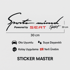 Sticker Master Seat Sport Mind Sticker - Araba Camı veya Kaput İçin Dayanıklı Yazı Stickerı - 30 cm