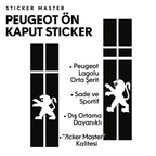 Sticker Master Peugeot Ön Kaput Sticker – Aslan Logolu Şerit Tasarım (Orta Hat)