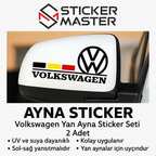 Sticker Master Volkswagen Yan Ayna Sticker Seti – Alman Bayrak Şeritli, Suya & UV’ye Dayanıklı (2 Adet)