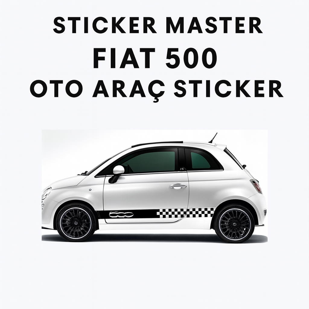Sticker Master Fiat 500 Yan Kapı Şerit Oto Araç Sticker - Şahane Yarış Deseni