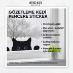Sticker Master Gözetleme Kedi Pencere Sticker – Sevimli 35 cm Siyah Vinil Dekoratif Etiket