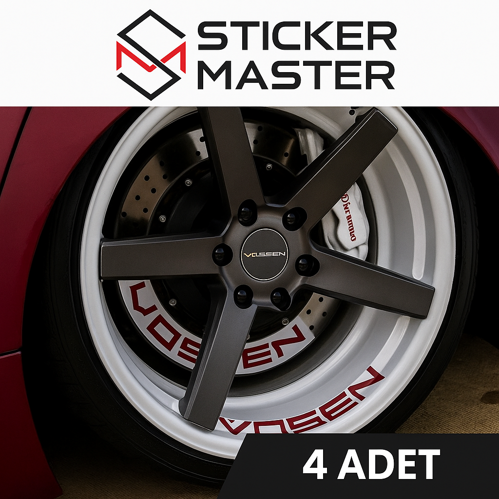 Sticker Master Vossen Jant Çember Sticker Seti – 4 Parça, Suya ve UV’ye Dayanıklı 40 Cm