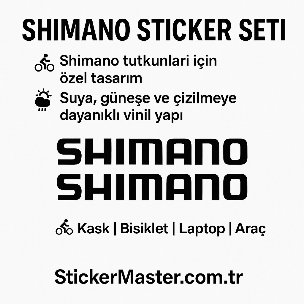 Sticker Master Shimano Sticker Seti - 2 Adet 20 cm Siyah Logo Etiket