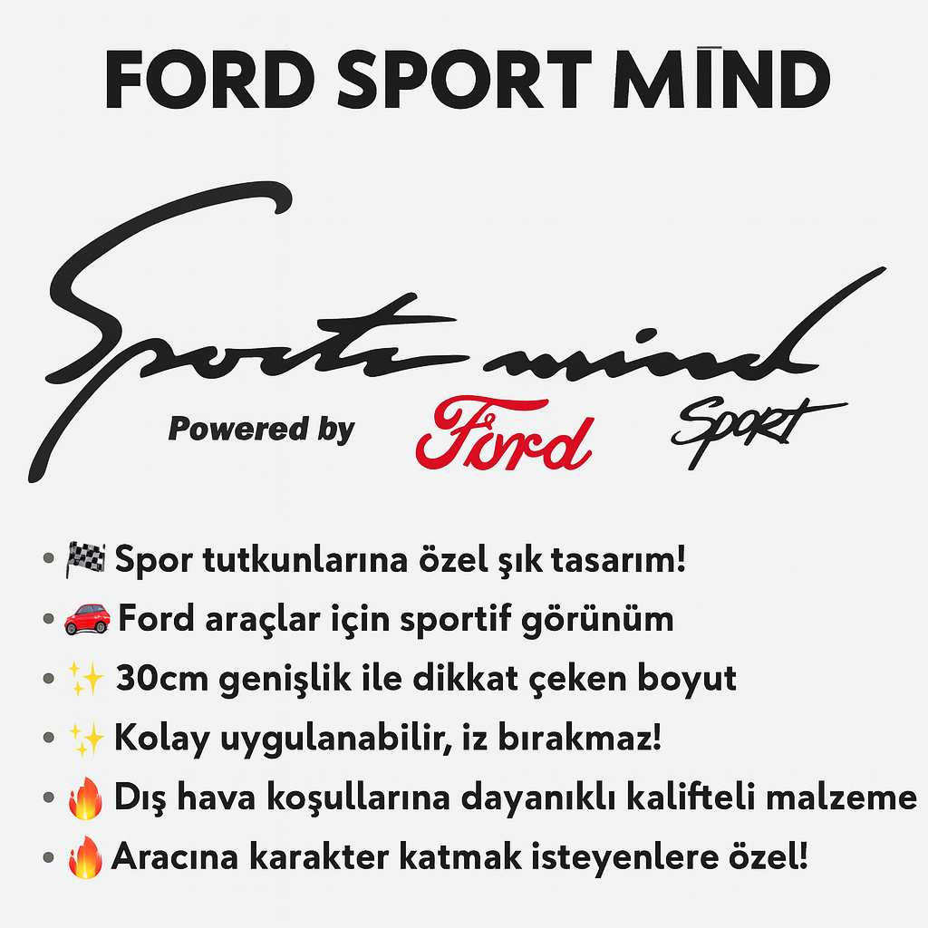 Sticker Master Ford Sport Mind Oto Araç & SUV Sticker - Sportif Tasarım - 30 Cm