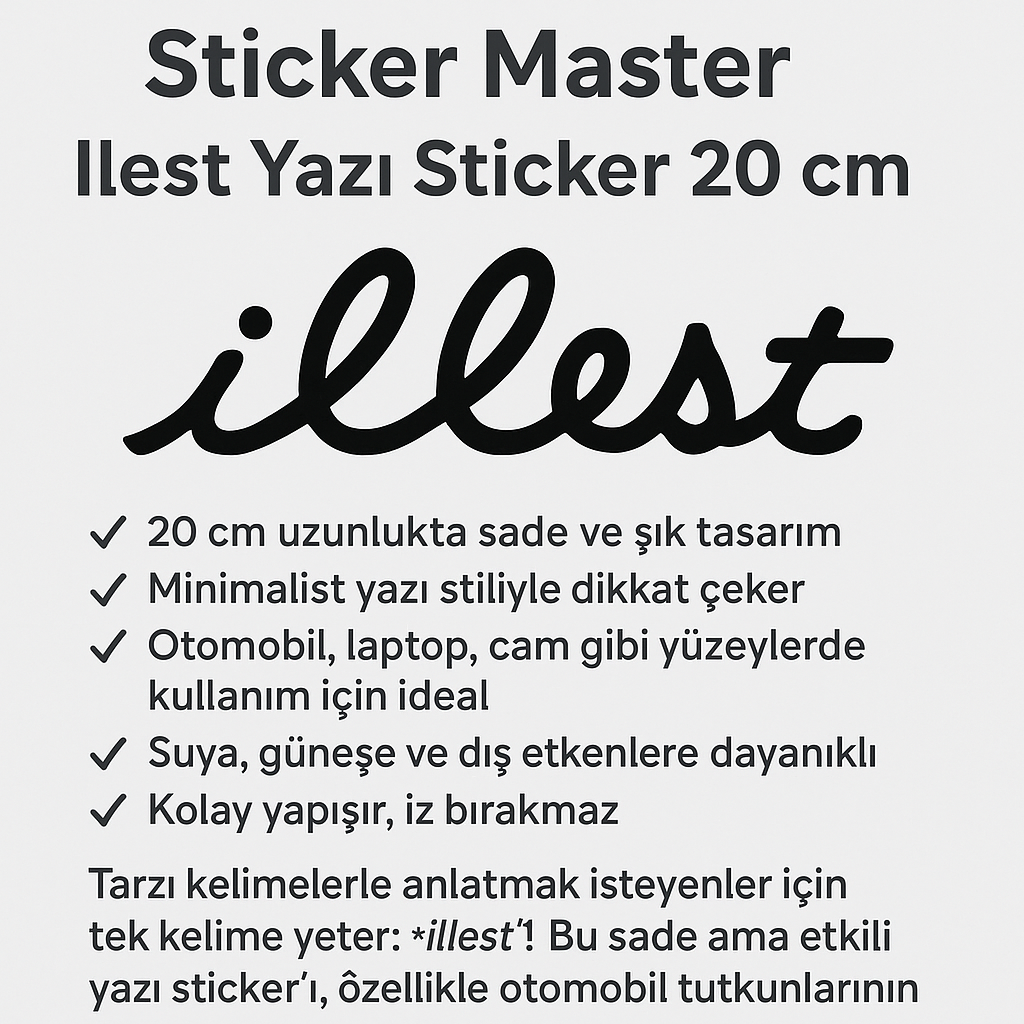 Sticker Master İllest Sticker Motor, Kask, Laptop, Araba, Oto Araç İçin Dayanıklı Etiket Decal 20 Cm