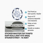 Sticker Master Fiat Punto Kapı Kolu Jant Oto Araç Sticker Etiket - 10 Adet Sticker Master