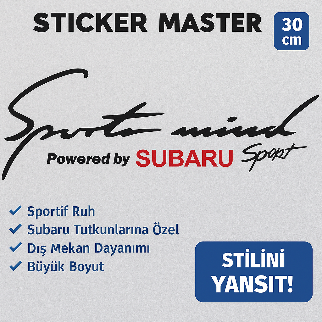 Sticker Master Subaru Sport Mind Sticker – Araba, Cam İçin Dayanıklı Etiket 30 cm