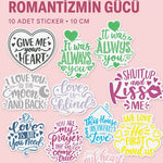 Sticker Master Aşk Temalı Sticker Seti – 10 Adet x 10 cm | Renkli Romantizmin Gücü! Sticker Master