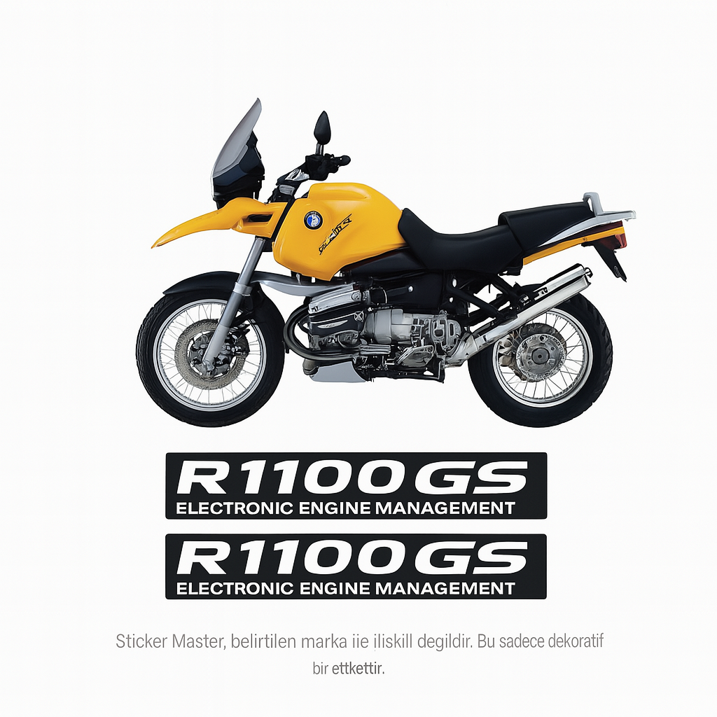 Sticker Master BMW R1100GS Tank Yan Kaplama Sticker Seti – “Electronic Engine Management” Logolu