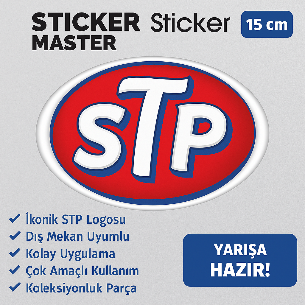 Sticker Master STP Sticker – Motor, Kask, Araba, Laptop İçin Dayanıklı Yarışçı Etiket 15 cm