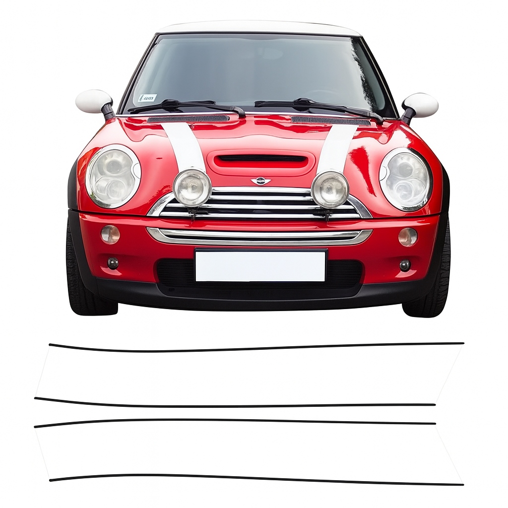 Sticker Master Mini R53 Cooper S Bonnet Stripes Ön Şerit Sticker Etiket - 2 Parça