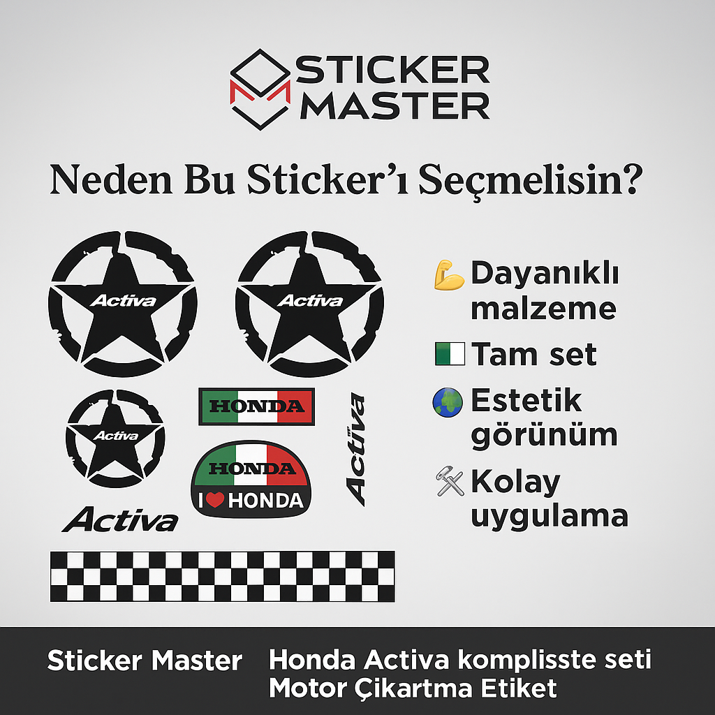 Sticker Master Honda Activa Komple Sticker Set Motor Çıkartma Etiket