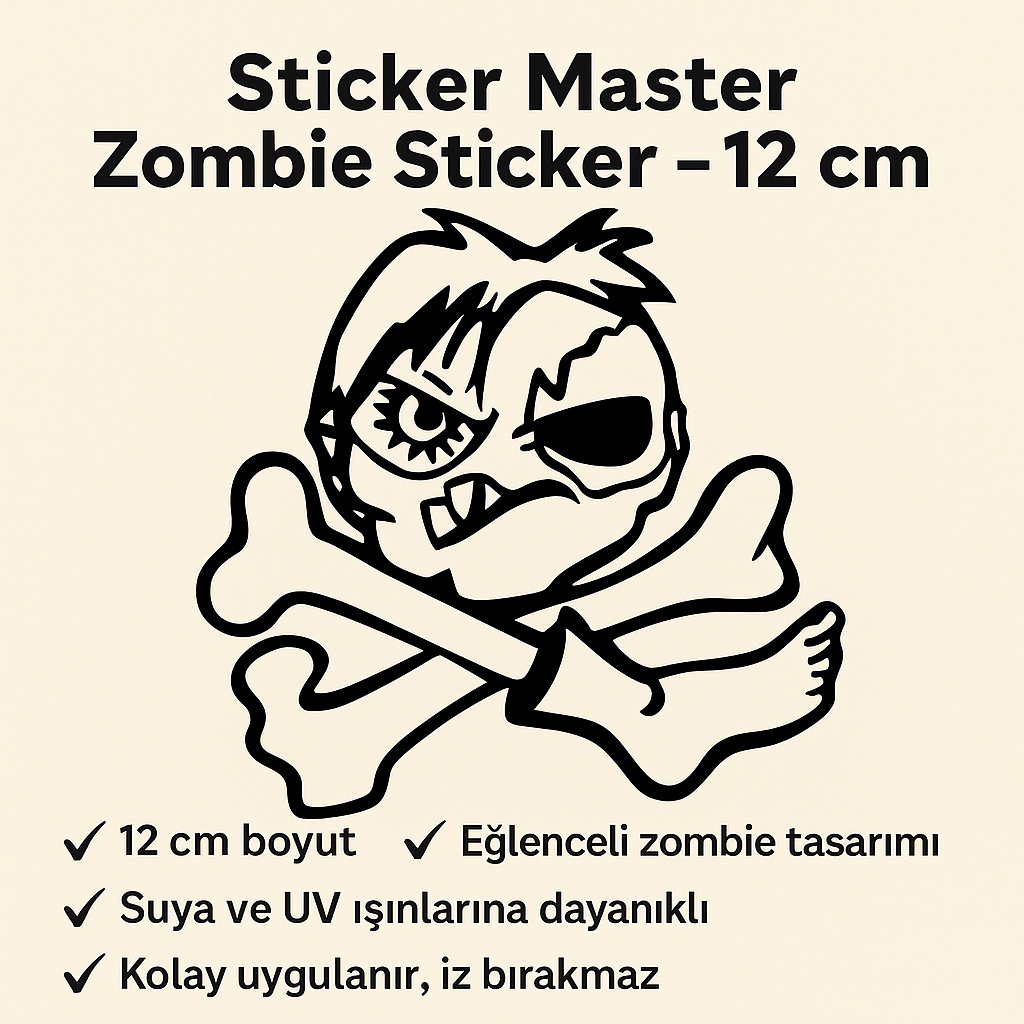 Sticker Master Zombie Sticker – 12 cm Mizahi Korku Temalı Etiket