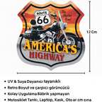 Sticker Master Route 66 Sticker America Motor, Kask, Laptop, Araba, Oto Araç İçin Dayanıklı Etiket Decal