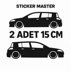 Sticker Master Renault Megane Sport 16V Basık Araç Siluet Sticker – 15 cm Dayanıklı Vinil - 2 Adet(Sağ&Sol))