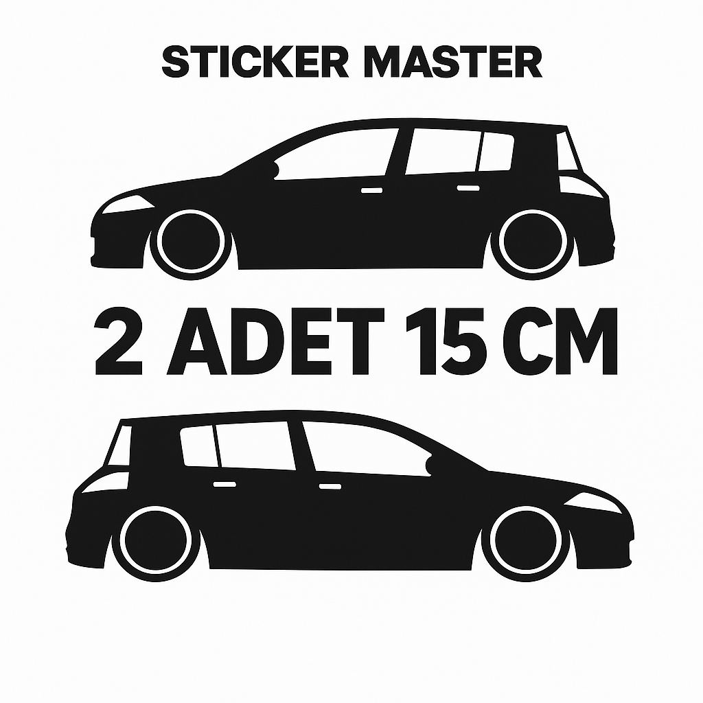 Sticker Master Renault Megane Sport 16V Basık Araç Siluet Sticker – 15 cm Dayanıklı Vinil - 2 Adet(Sağ&Sol))