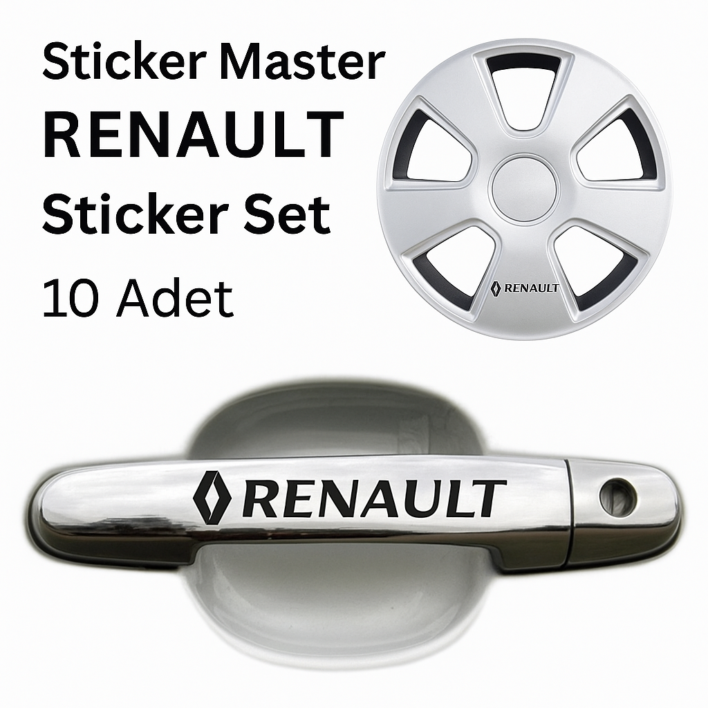 Sticker Master Renault Kapı Kolu & Jant Sticker Seti – 10 Adet Dayanıklı Vinil