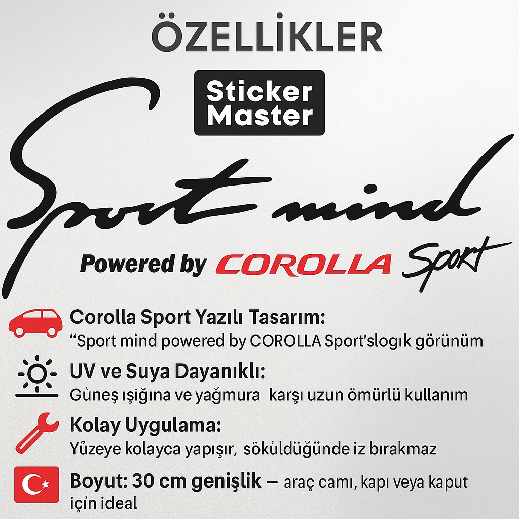 Sticker Master Sport Mind Corolla Sticker - 30 Cm