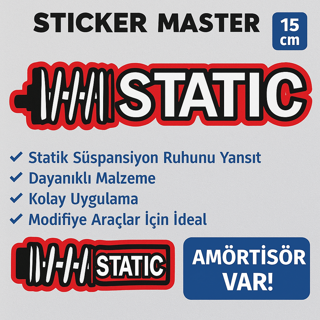 Sticker Master Static Coilover Sticker – Araba, Jant, Laptop İçin Dayanıklı Etiket 15 cm