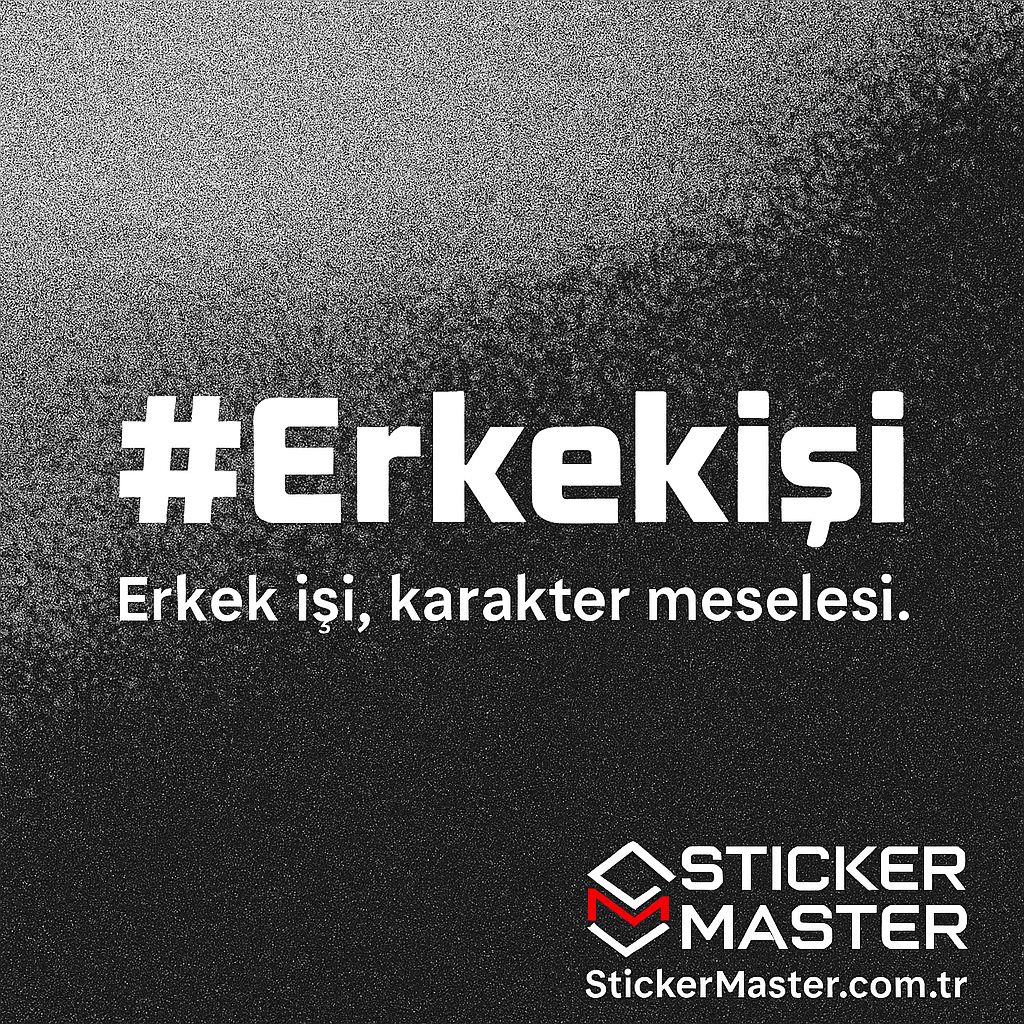 Sticker Master Erkek İşi Sticker - Motorsiklet, Kask, Laptop, Araba, Oto İçin Dayanıklı Etiket (20 x 5 cm, Beyaz)