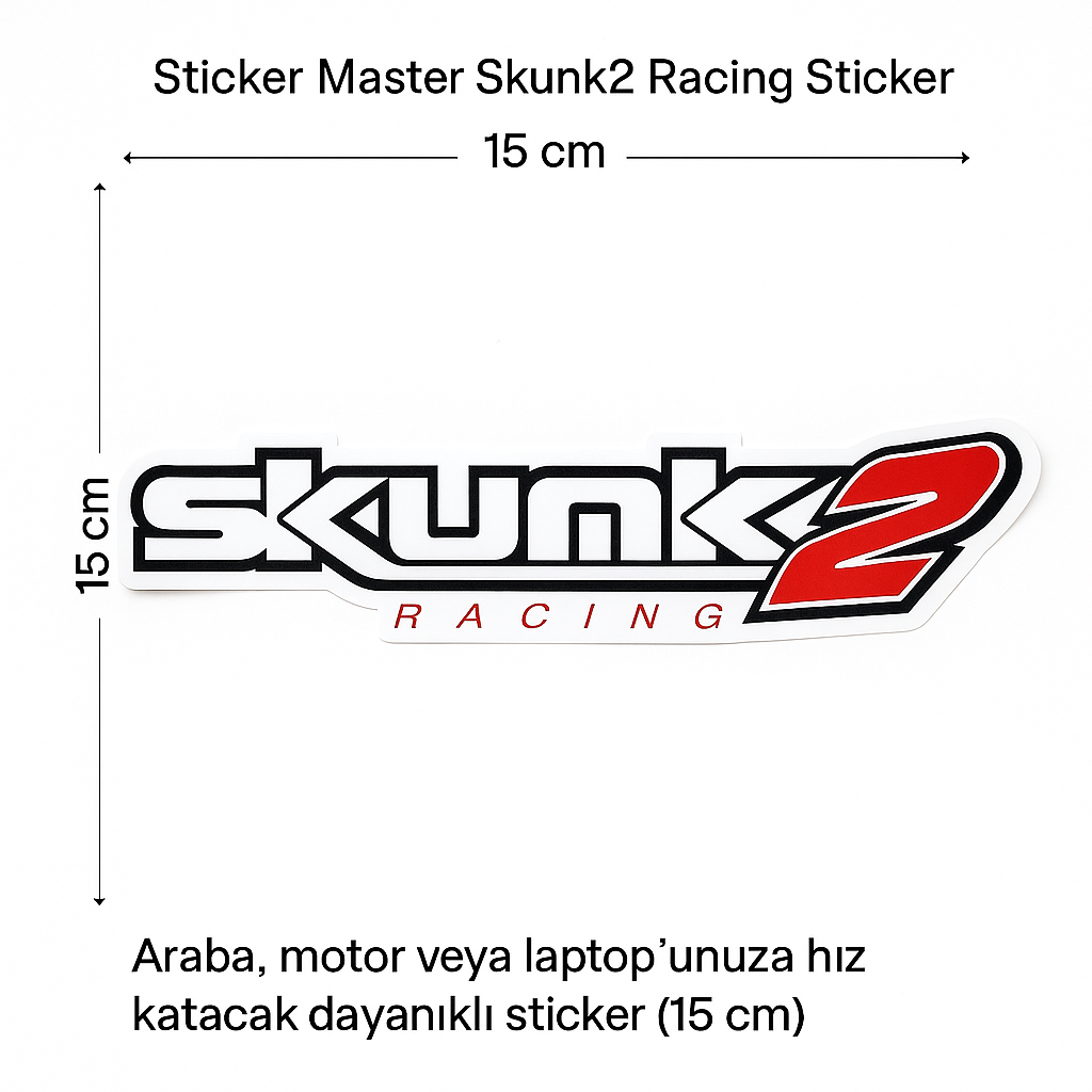 Sticker Master Skunk2 Racing Sticker - Motor, Araba, Kask ve Laptop İçin Dayanıklı Yarış Temalı Etiket (15 cm)
