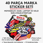 Sticker Master 40 Parça Marka Sticker Seti – Motosiklet, Kask, Laptop ve Valiz için Uygun Etiketler