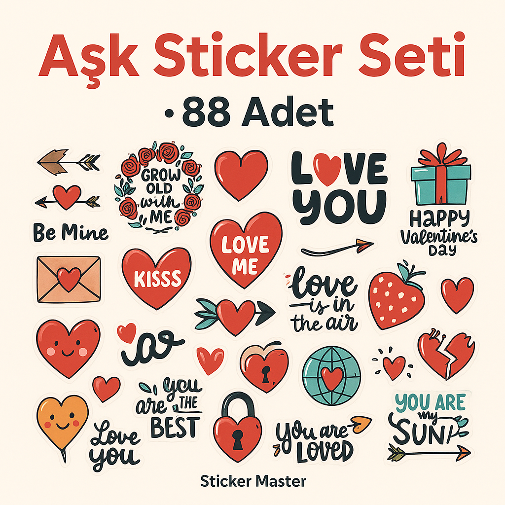 Sticker Master 88 Adet Love Aşk Graffiti JDM Araba Modifiye Stickers Motor Bisiklet Laptop Sticker Etiket Çıkartma