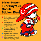 Sticker Master – Türk Bayraklı Çocuk Sticker 15 cm | Milli Ruhun Sevimli Hali