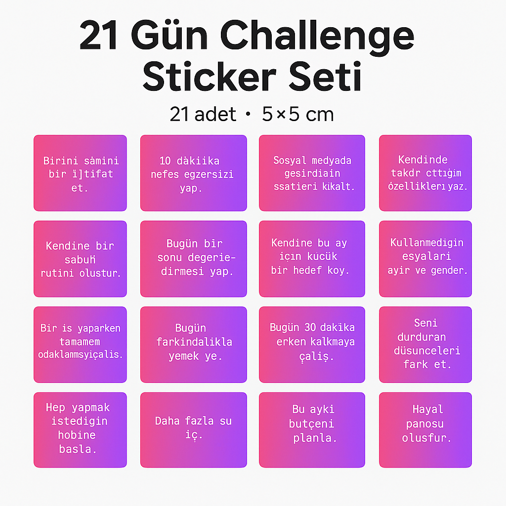 Sticker Master 21 Gün Kişisel Gelişim Challenge Oto, Motorsiklet, Kask, Laptop Sticker 5x5 Cm