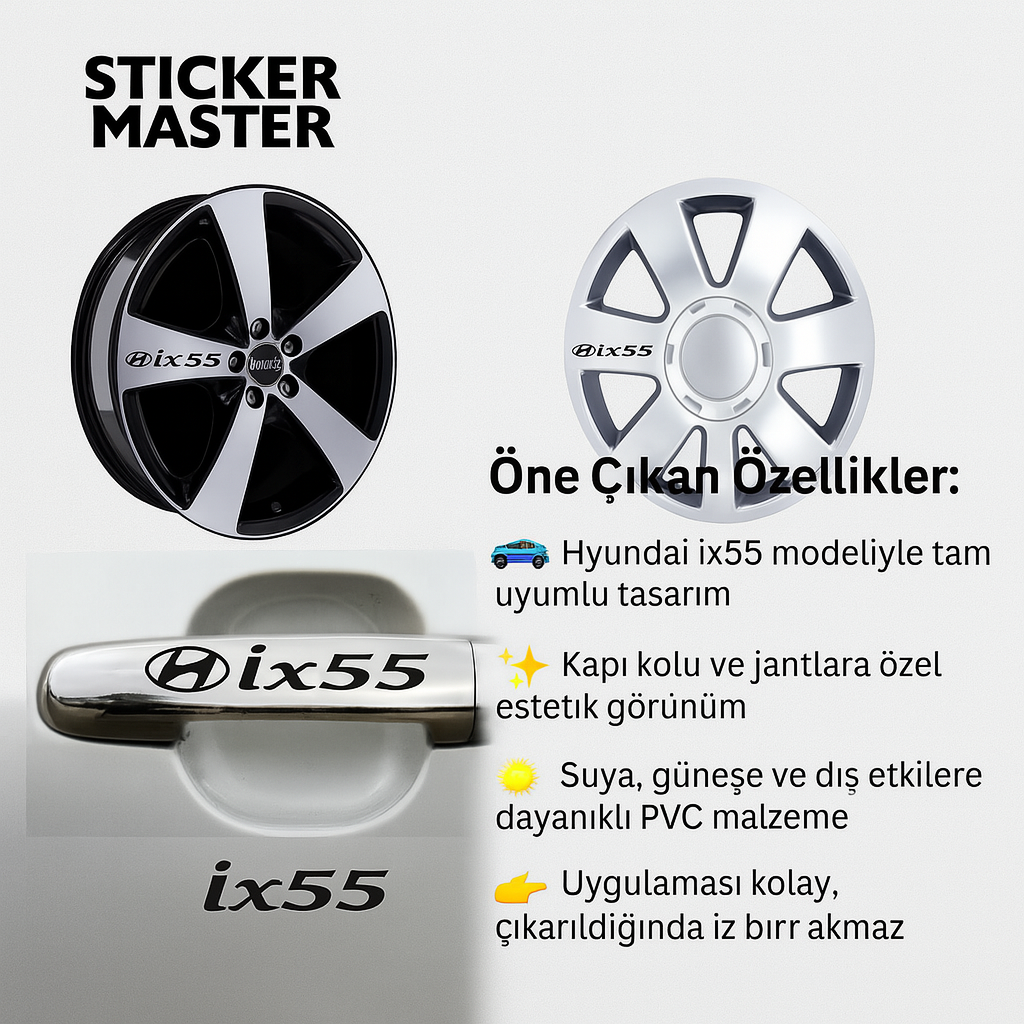 Sticker Master Hyundai ix55 Kapı Kolu ve Jant Sticker Seti – 10 Adet