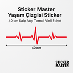 Sticker Master Yaşam Çizgisi Sticker – 40 cm Kalp Atışı Temalı Vinil Etiket