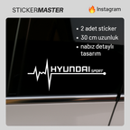 Sticker Master Hyundai Sport Nabız Sticker – 2 Adet 30 cm Kalp Atışı Tasarımlı Oto Cam ve Gövde Etiketi