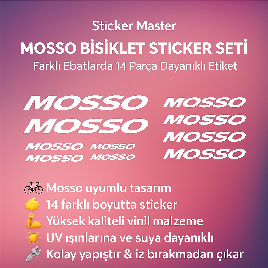 Sticker Master Mosso Bisiklet Sticker Set Etiket