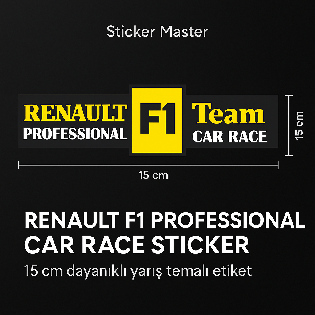Sticker Master Renault F1 Professional Car Race Sticker – 15 cm Dayanıklı Yarış Temalı Etiket