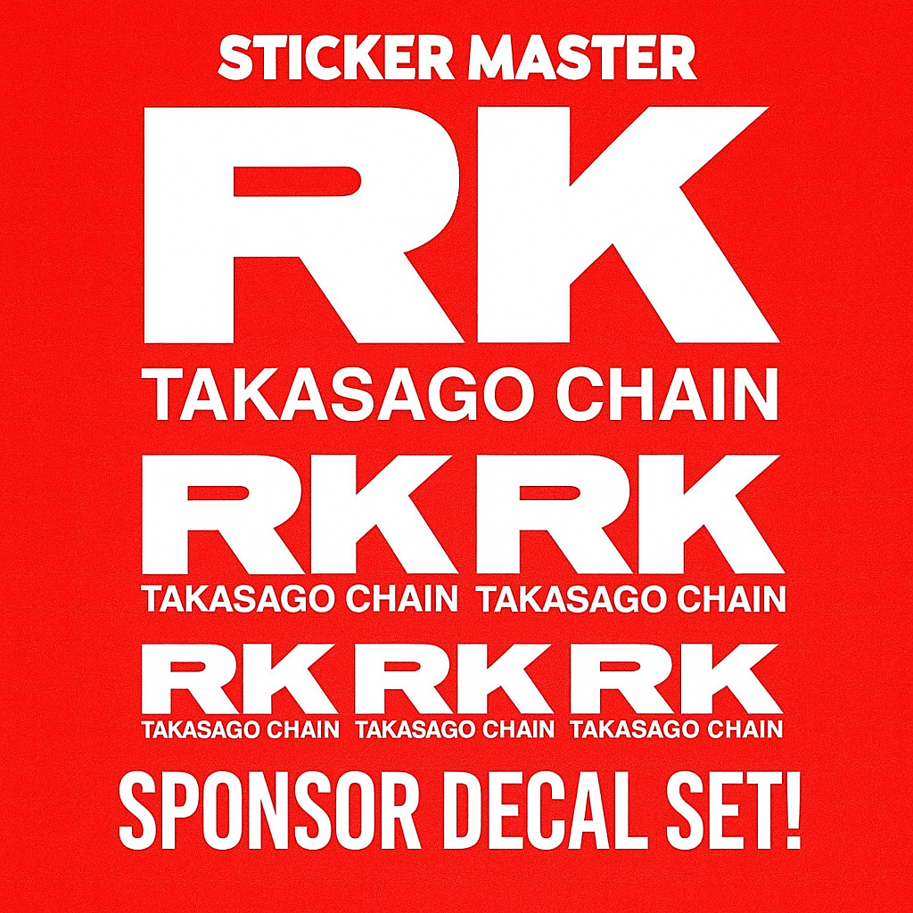Sticker Master RK Takasago Chain Sponsor Sticker Set Motor, Kask, Laptop, Araba, Oto Araç İçin Dayanıklı Etiket Decal