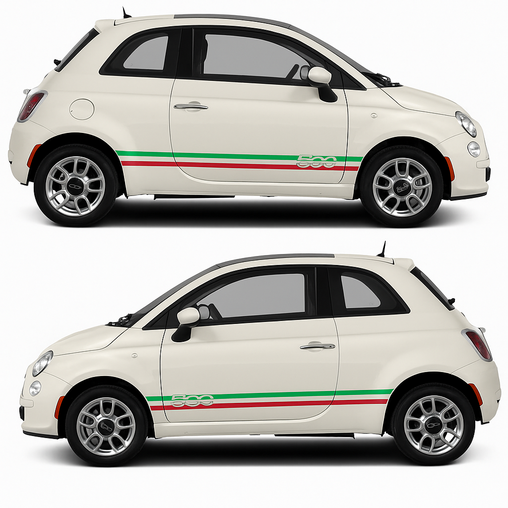 Sticker Master Fiat 500 Italian Side Stripe Araç Yan Şerit Sticker Seti - Sağ ve Sol