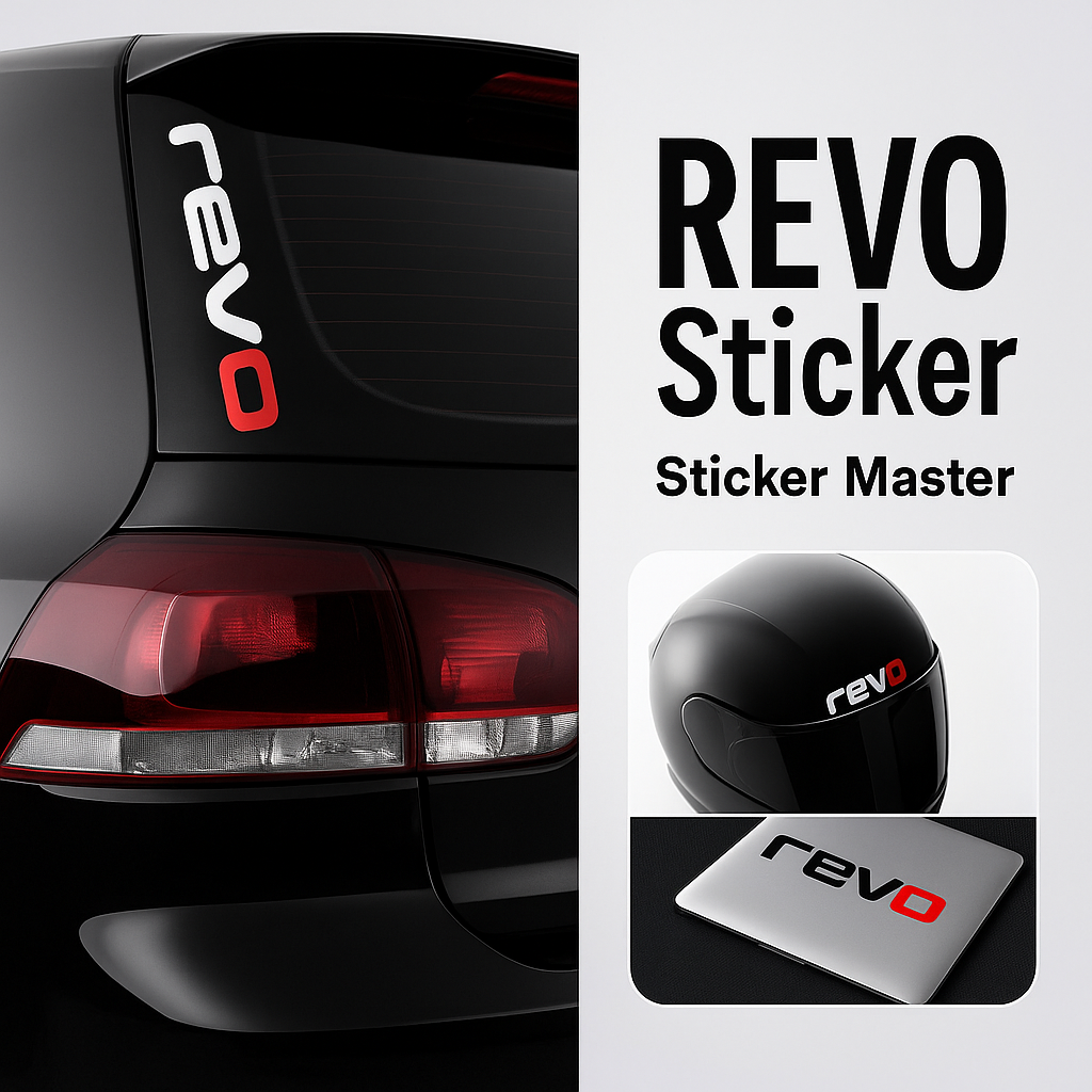 Sticker Master Revo Sticker – 20 cm Dayanıklı Vinil Etiket (Motor, Kask, Laptop, Araba) - 4 Adet